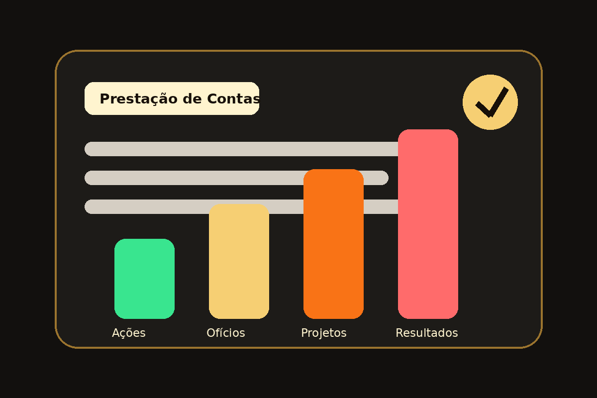 Ilustração cartoon de prestação de contas do mandato
